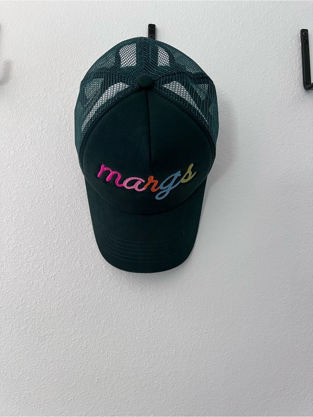 Margs Multicolor Embroidered Black Trucker Hat